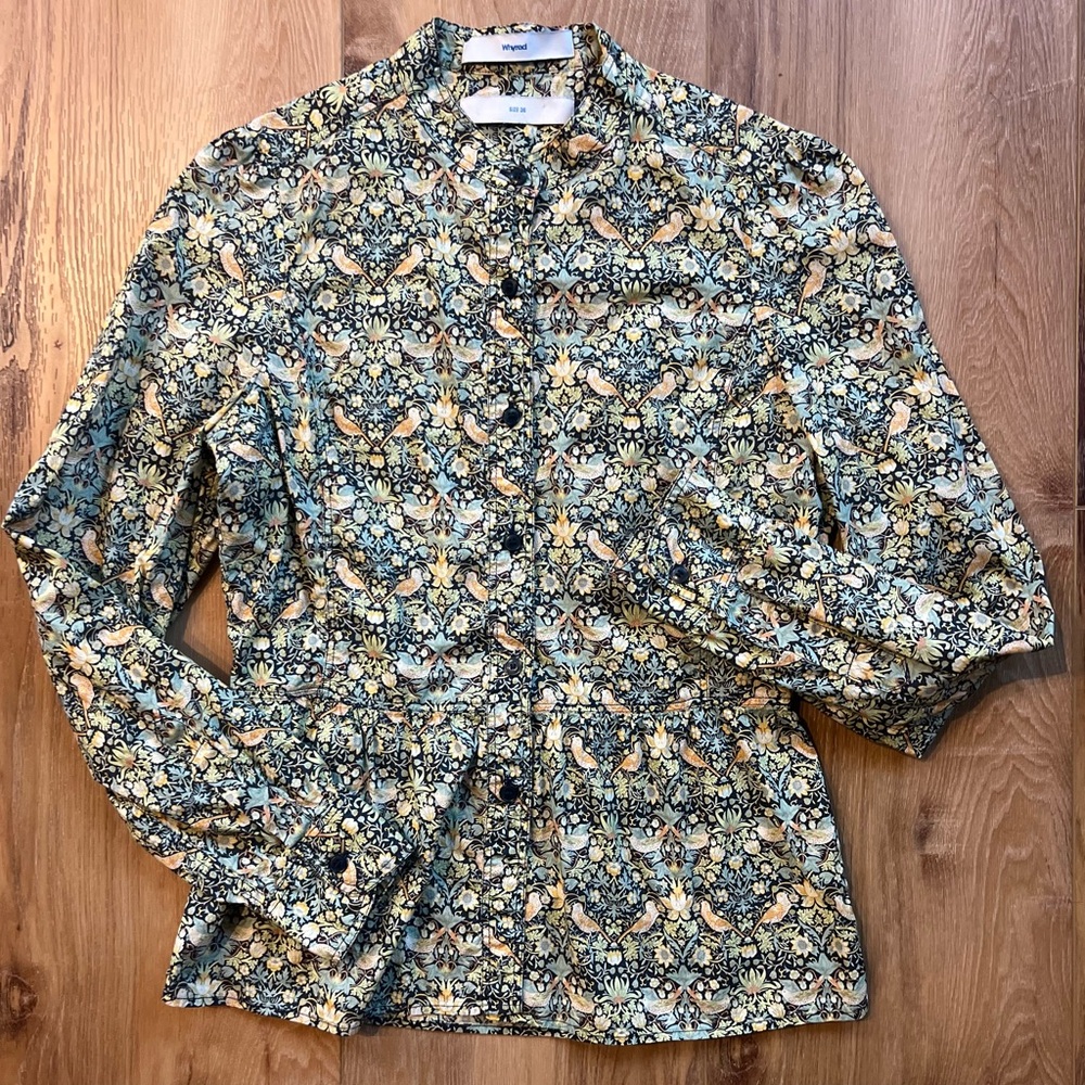 WHYRED Stockholm Liberty-Style Bird Print Blouse Scandinavian Art Nouveau Floral